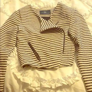 Tart Collections Navy & White Moto blazer